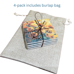 November Birth Month Flower Coaster Set (4) – Chrysanthemum