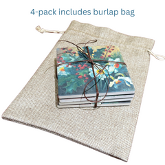 December Birth Month Flower Coaster Set (4) – Narcissus & Holly