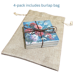 January Birth Month Flower Coaster Set (4) – Carnation & Snowdrop