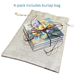 February Birth Month Flower Coaster Set (4) – Violet & Primrose