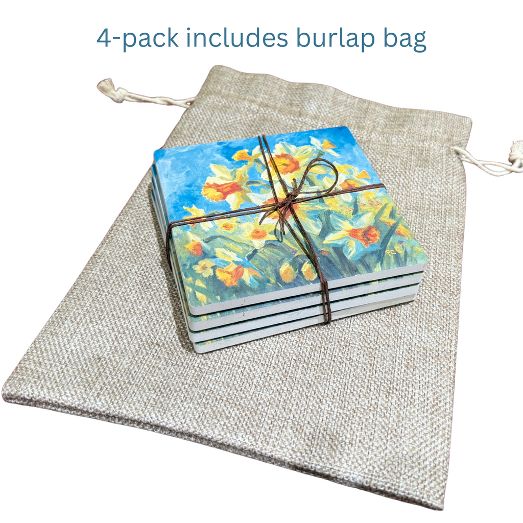 March Birth Month Flower Coaster Set (4) – Daffodil