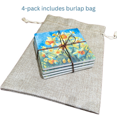 March Birth Month Flower Coaster Set (4) – Daffodil