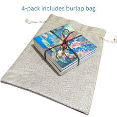 July Birth Month Flower Coaster Set (4) – Water Lily & Larkspur