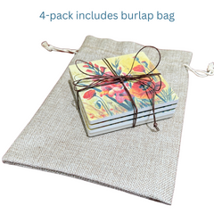 August Birth Month Flower Coaster Set (4) – Poppy & Gladiolus