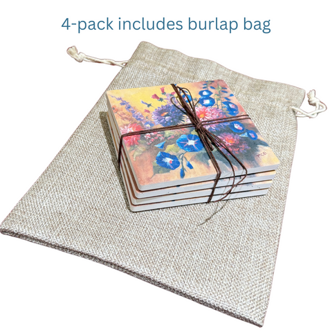 September Birth Month Flower Coaster Set (4) – Aster & Morning Glory