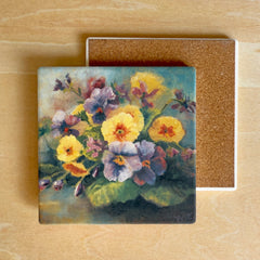 February Birth Month Flower Coaster Set (4) – Violet & Primrose