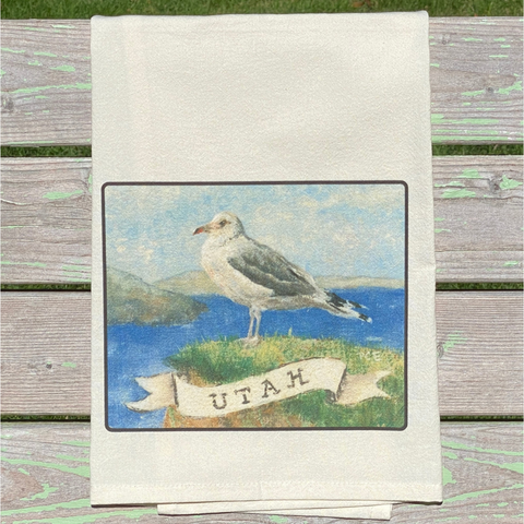 NEW State Bird Tea Towel - UT California Gull