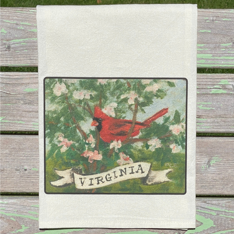 NEW State Bird Tea Towel - VA Cardinal