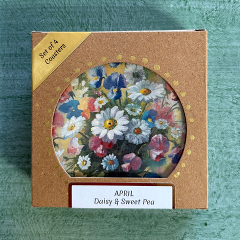 April Birth Month Flower Coaster Set (4) – Daisy & Sweet Pea