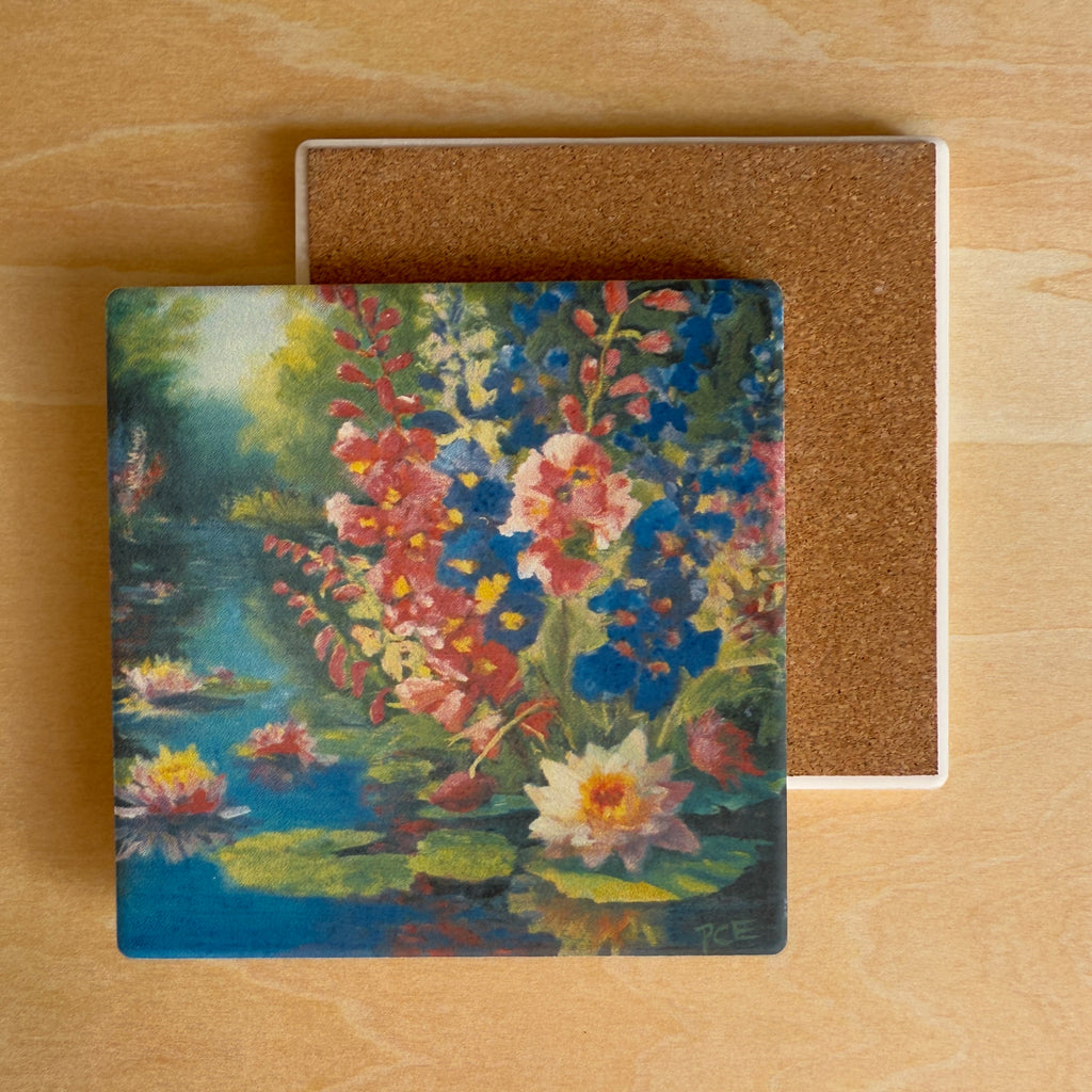 Single Coaster/BMF/July-Water Lily & Larkspur
