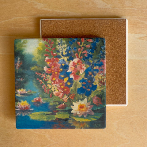 Single Coaster/BMF/July-Water Lily & Larkspur