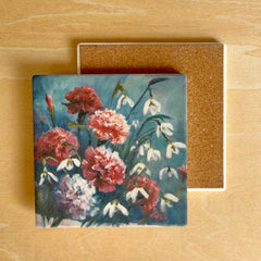 BMF Ceramic Coasters (4 Pk Set) January - Carnation & Snowdrop