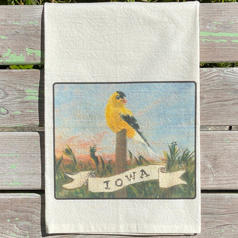 NEW State Bird Tea Towel - IA Eastern Goldfinch