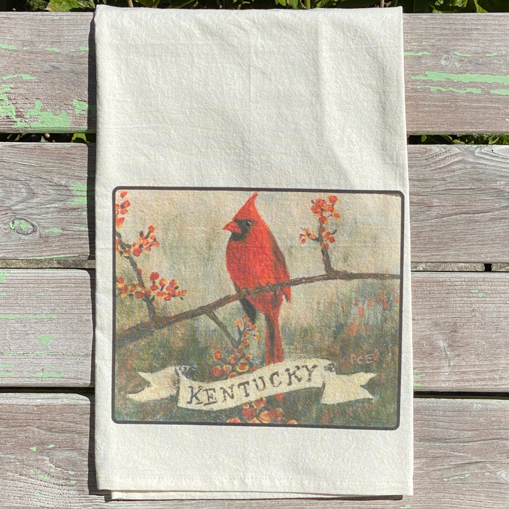 NEW State Bird Tea Towel - KY Cardinal