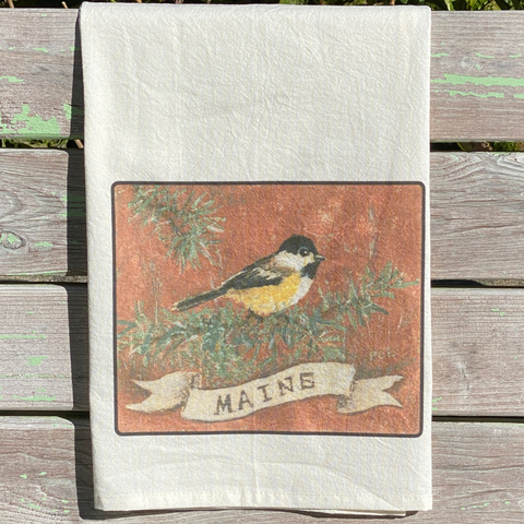 NEW State Bird Tea Towel - ME Black-Capped Chickadee