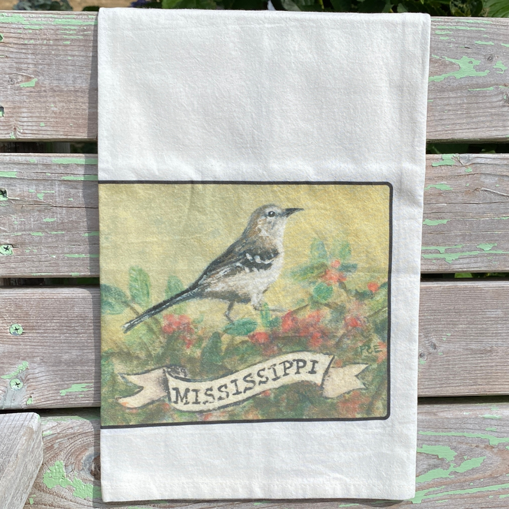 NEW State Bird Tea Towel - MS Mockingbird