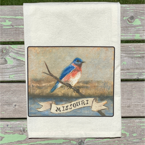NEW State Bird Tea Towel - MO Eastern Bluebird