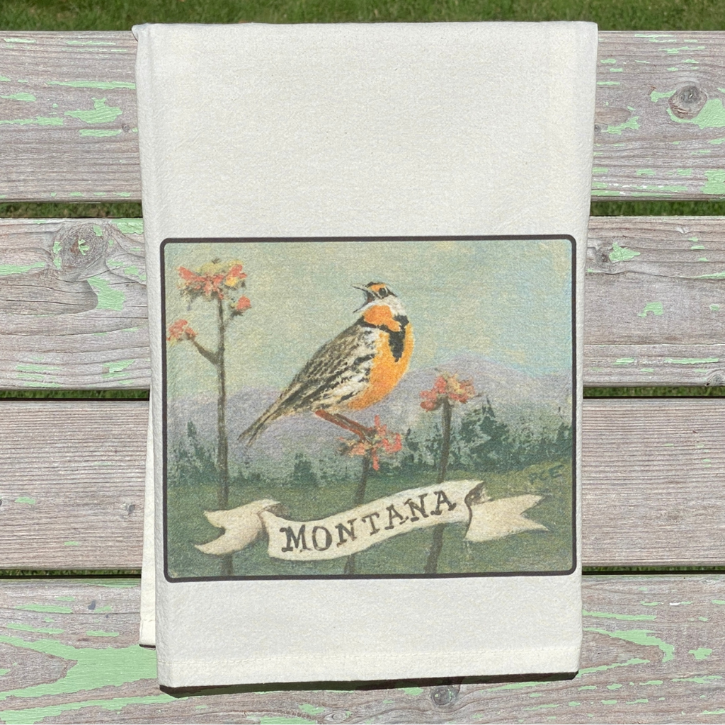 NEW State Bird Tea Towel - MT Western Meadowlark