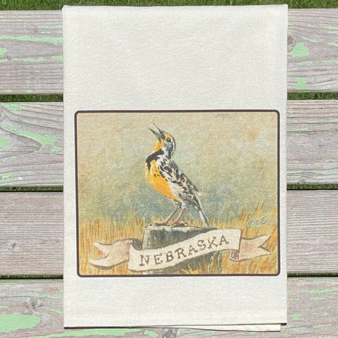 NEW State Bird Tea Towel - NE Western Meadowlark