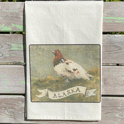 NEW State Bird Tea Towel - AK Willow Ptarmigan