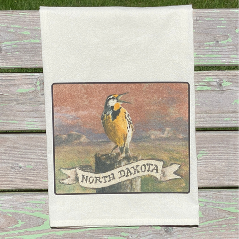 NEW State Bird Tea Towel - ND Western Meadowlark