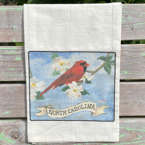 NEW State Bird Tea Towel - NC Cardinal