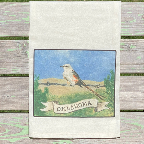 NEW State Bird Tea Towel - OK Scissor-Tailed Flycatcher