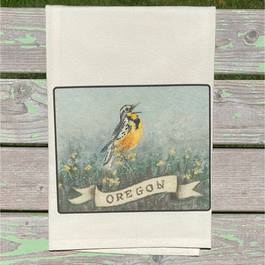 NEW State Bird Tea Towel - OR Western Meadowlark