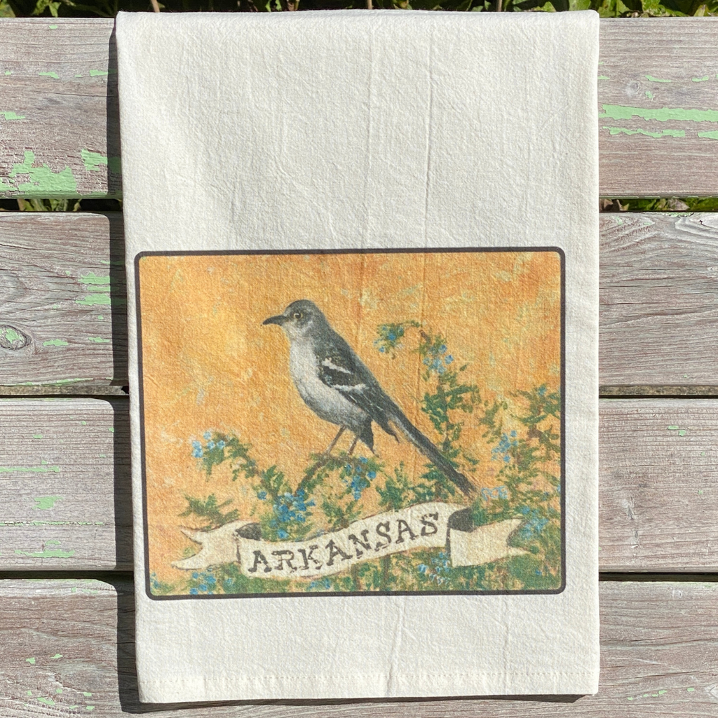 NEW State Bird Tea Towel - AR Mockingbird