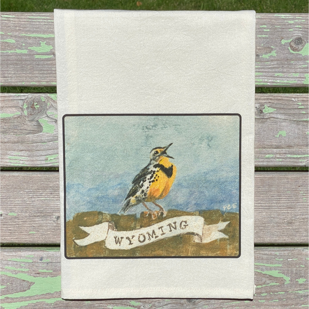 NEW State Bird Tea Towel - WY Western Meadowlark
