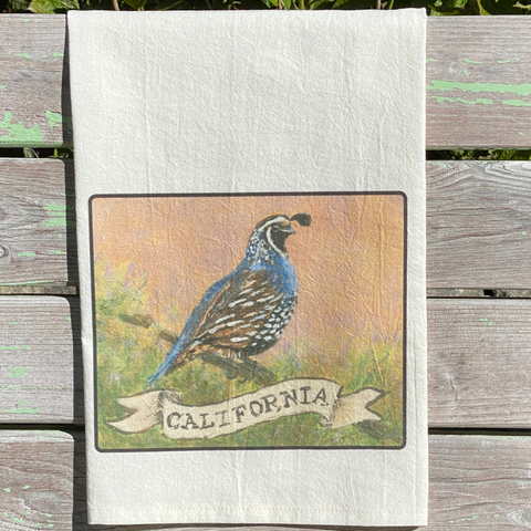 NEW State Bird Tea Towel - CA California Quail