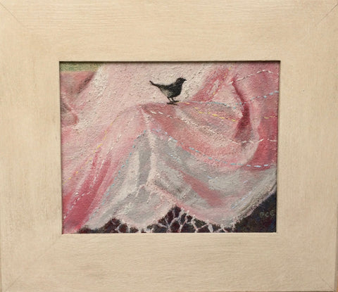 ORIGINAL - Little Bird on Pink Linen