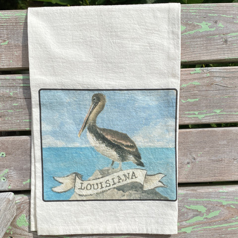 NEW State Bird Tea Towel - LA Brown Pelican