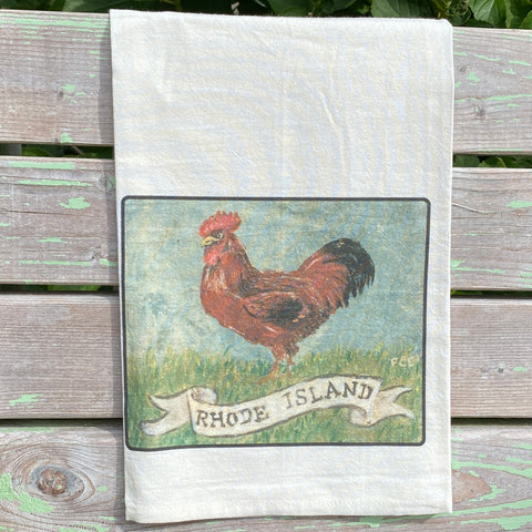 NEW State Bird Tea Towel - RI Rhode Island Red Rooster