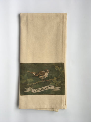 TEA TOWEL / VT -  Hermit Thrush